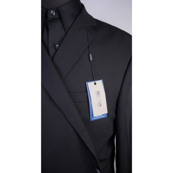 Kenneth Cole Reaction Men's Suit Jacket Sport Coat Solid Black Sz 50R Two Button - Picture 4 of 15
